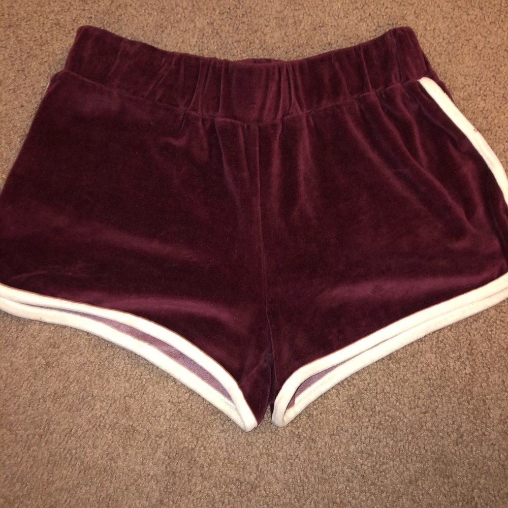 Maroon Velvet/Velour Track Short Kendall and Kylie